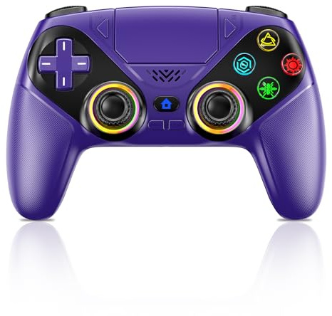 Nonbliep RGB Wireless Controller for PS5/Pro/Slim/PC, Bluetooth Gamepad with Back Paddles, Speaker, Dual vibration, 6-Axis Sensor, Turbo, Macro, Touchpad and 3.5mm Audio Jack