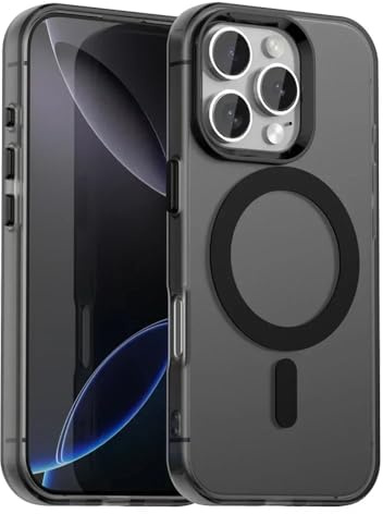 Techsuit für iPhone 16 Pro Max Hülle mit Soft Touch, Magnetring Kompatibel, Stoßfest, Verstärkte Ecken, Kameraschutz, Erhöhte Kanten, CandyCase Magnetic, Soft TPU, Schwarz