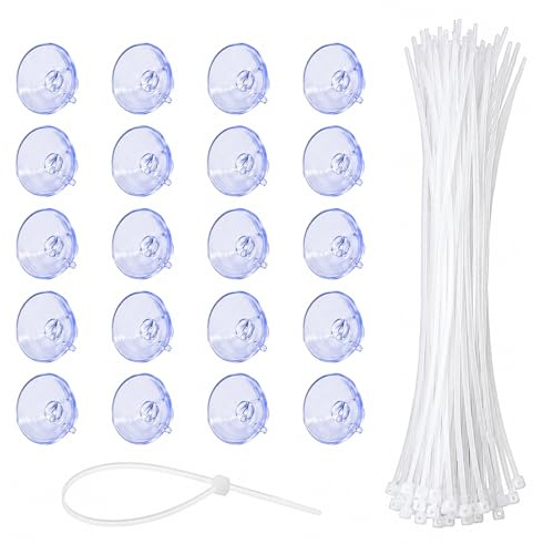 JOVYTH 20 Ventose Acquario + 50 Fascette Serracavi – Ganci Trasparenti per Fissaggio Tubi, Supporto Piante, Forte Adesione Vetro, Accessorio Pesci, Decorazione Serpente