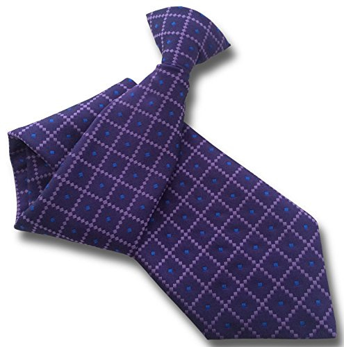 Cravate à clipser pour homme - Violet et lilas losanges, Violet, lilas, bleu roi, Length: 20 inches