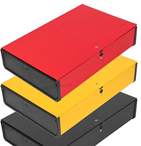 [Pack of 3] Foolscap Lock Spring Box Files 70mm Document A4 Paper Storage Folder [RED Yellow Black Mix]