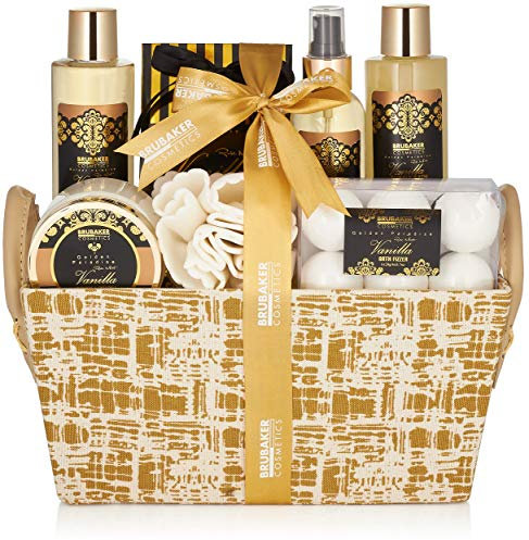 BRUBAKER Cosmetics Bade- und Dusch Set Vanille Minze Duft - 8-teiliges Geschenkset in Henkelbox