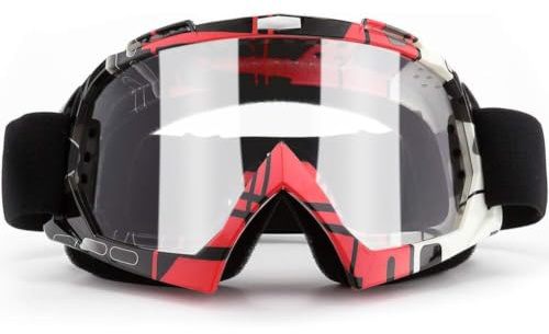 SPOSUNE Motorradbrille, ATV, Dirtbike, Offroad-Rennen, MX Reitbrille, kratzfest, staubdicht, biegbar, UV400, gepolstert, weicher, dicker Schaumstoff, verstellbarer Riemen, für Erwachsene, Radfahren