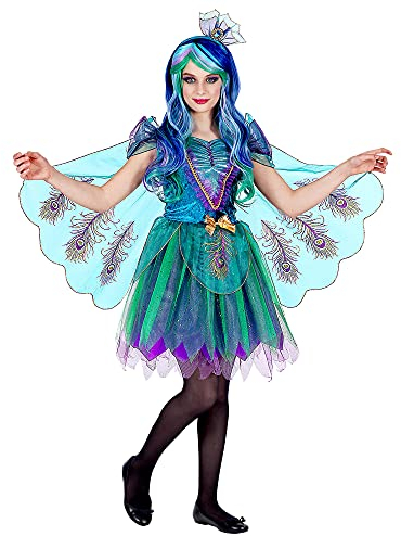W WIDMANN MILANO Party Fashion - Kinderkostüm Pfau mit Pfauenfeder, Schleier, Kopfschmuck, Karneval, Mottoparty