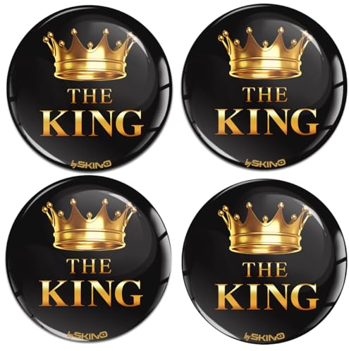 Biomar Labs® 4 x 50mm Aufkleber 3D Silikon The King Für Radkappen Nabenkappen Radnabendeckel Rad-Aufkleber Nabendeckel A 4850