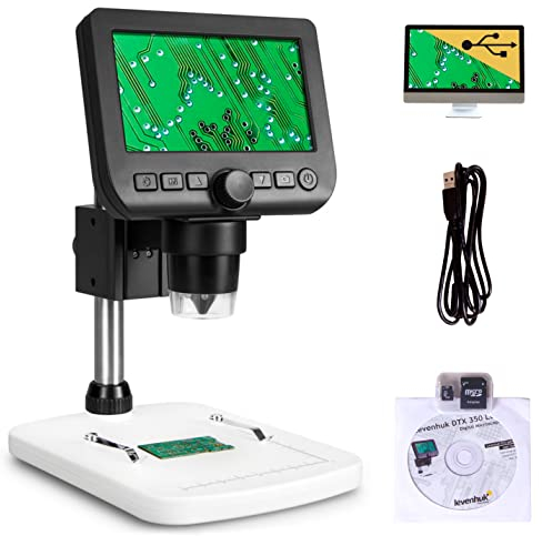 Levenhuk DTX 350 LCD Microscopio Digitale Portatile USB con Ingrandimento Zoom 20–300x per Lavori di Precisione in Ambito Elettronico, Biologico, Zoologico e per la Gioielleria