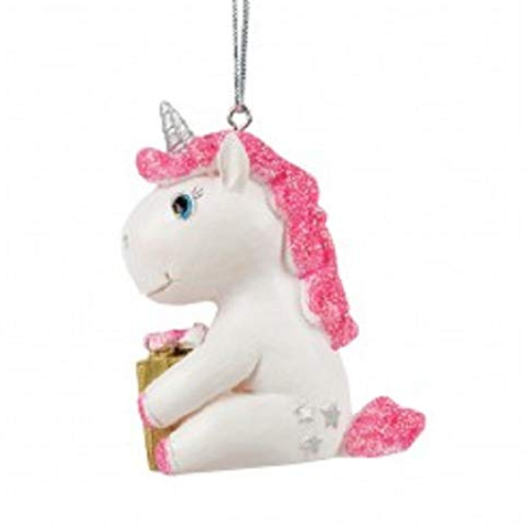Chichi Gifts Personalisierbare niedliche Einhorn-Weihnachtsbaum-Dekoration, Ornament, Kugel mit Lasergravur, Name wählbar