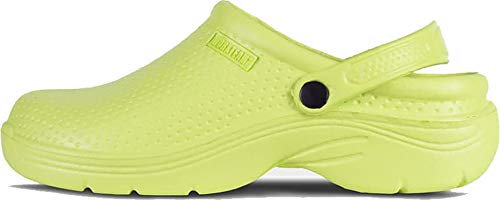 Work Team Zueco Sanitario EVA, Ultraligero, con Plantilla Ergonómica. Anatómico, con Cámara ortopédica, Suave para los pies. Unisex Verde Lima 38/39