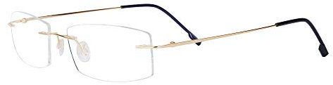 JoXiGo Lesebrille Randlos +2.0 für Damen Herren Ultraleicht Rahmen mit Brillenetuis, Gold +2.0 (55-59 Jahre)