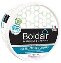BOLDAIR - Gel destructeur d'odeur Neutre - Neutralise les odeurs - parfume - Produit gel solide - Multi application - durée 8 semaines - 300g - Fabrication française
