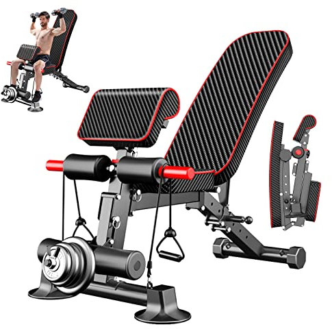 Verstellbare Hantelbank – Utility Hantelbänke für Ganzkörpertraining, zusammenklappbar, flach/schräg/schräg/schräg Übung Mehrzweckbank für Zuhause Fitnessstudio (DZ)