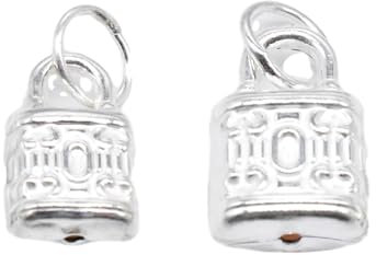 BBDMind 5 Sterling Silver Shiny Hollow Padlock Charms 3D, Lock Charms, 925 Silver Padlock Charm, Bracelet Charm, Necklace Charm (Large (5 pieces))