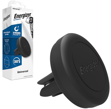 Energizer – Support Téléphone Voiture Magnétique – Fixation Aérations – Ultra Puissant, Rotation 360°, Compatible Tous Smartphones (avec ou sans Coque) – Maintien Sécurisé – Noir