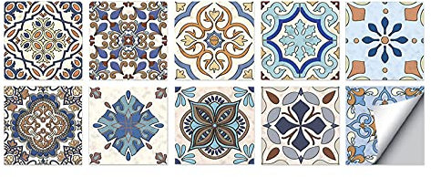 vynil autocollant peinture escalier bois intérieur carreaux de ciment adhesif 15x15cm mosaique marocaine stykers murale panneaux muraux pour salle de bain