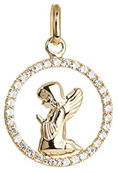 NKlaus Betender Engel 14,7mm Kettenanhänger Gelbgold 333 8 Karat Kristall Zirkonia Engelanhänger 7987