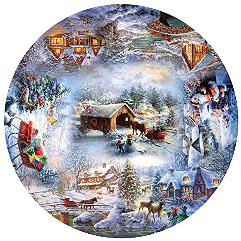 Springbok's 500 Piece Round Jigsaw Puzzle Winter Wonderland - Unique Cut Pieces