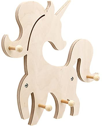 INEXTERIOR Garderoben Leiste für Kinder aus Holz - verschiedene Motive für Jungen und Mädchen (Einhorn)