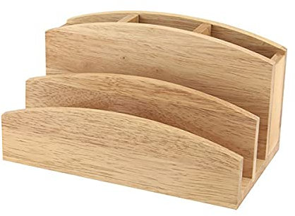 apollo THE HOUSEWARES BRAND Letter Rack Pen Tidy, Organiser, Stand, Hevea Wood, Great Idea, Size: 23x14x12cm, Natural