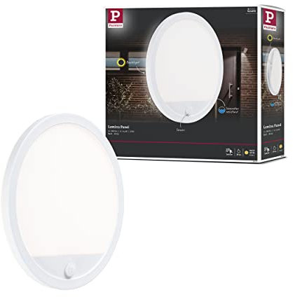Paulmann 94662 LED Außenleuchte Panel Lamina mit Bewegungsmelder IP44 rund incl. 1x14,5 W Warmweiß Weiß Außenpanel Kunststoff Lichtpanel 3000 K