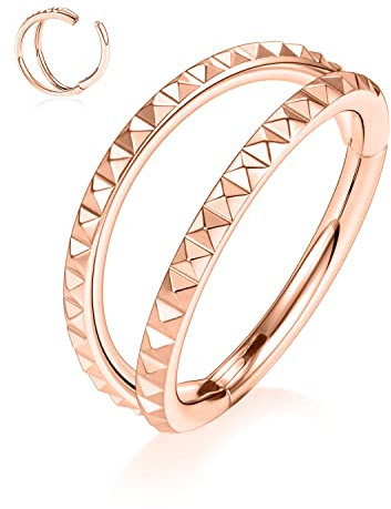 Rose Gold 16G 10mm Septum Ring & Helix Conch Earrings - Daith, Rook, Cartilage Piercing Jewelry