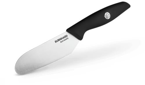 BURNHARD Coltello per Hamburger - Coltello per Tagliare panini e focplastica acce da 20,5 cm - Grande Lama in Acciaio Inossidabile Arrotondata sul Davanti