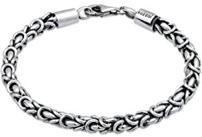 Kuzzoi Buddha Silber Armband für Herren, handgefertigtes Königsketten Armband (5 mm) aus oxidierten 925 Sterling Silber, massives Königsarmband für Männer, 21.5g schwer, 0202282422 (23.00, Zentimeter)