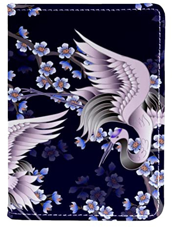 VAPOKF Japanische Kräne auf Ästen Reisepasshülle Reisebrieftasche Leder Kartenetui Cover 11,4 x 16,5 cm, multi, 11.5x16.5cm/4.5x6.5 in, Zeitgenössisch