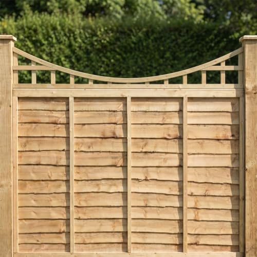 Standard Fence Panel Topper 6ft x 1ft Concave Square Garden Trellis Wooden | 182.8cm x 30cm, Curved Privacy Lattice Fencing, Pergola, Balcony & Patio Screening, Treated, Support for Plants & Vegetables