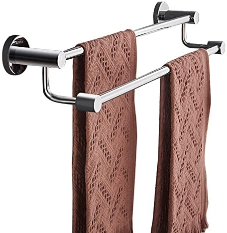 Porte-serviettes en acier inoxydable à double barre, porte-serviettes de bain rond, porte-serviettes mural, accessoires de salle de bain, 30 cm - 120 cm en option, montage par vis ( Size : 120cm )