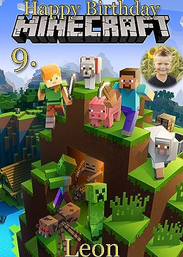 Tortenaufleger Fototorte Tortenbild Gamer Minecraft Pixel TNT MCR02 (Zuckerpapier) DIN A4 mit Foto