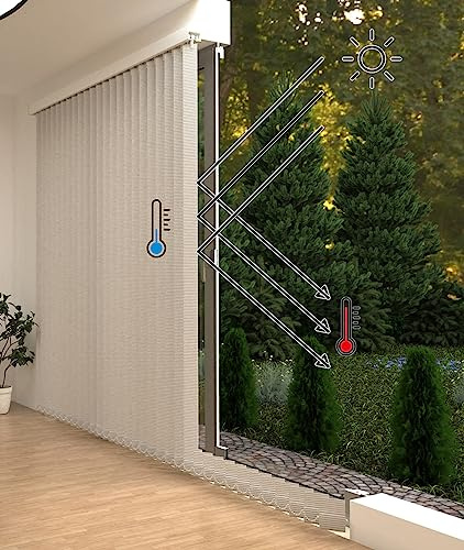Thermo LAMELLENVORHANG VERDUNKELND FERTIGES KOMPLETTSYSTEM SCHIEBEVORHANG - 5 Farben 14 GRÖßEN (Creme Kr-6, 250x180 cm)