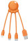 Xoopar Octopus - Câble Multi USB 4 en 1 en Forme de Pieuvre - Chargeur Universel en Plastique Recyclé - Prise USB-C, Lightning, USB-A, Micro USB pour Smartphone - Orange