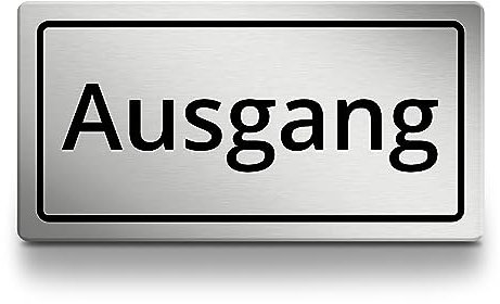 Ausgang Schild rechteckig, 15x7,5 cm lang, silber, Türschild, selbstklebend, wetterfestes Hinweisschild