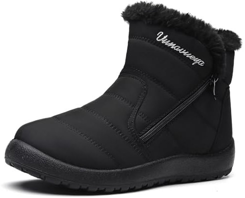 Vunavueya Stivali Donna Stivaletti Invernali Scarpe da Neve con Imbottitura Calda Stivali alla Caviglia Caldo Boots Scarpe Nero 39 EU_250