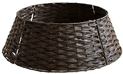 Mokylor Bauernhaus-Weihnachtsbaumkragen, Abnehmbarer PE-Rattan-Weihnachtsbaumrock, Alternativer Baumrock, Weihnachtsbaumringe, Handgefertigte Künstliche Rattan-Weihnachtsständer(Kaffee, S)