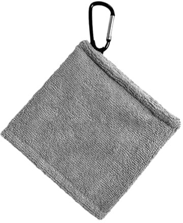 Golfball Handtuch mit Clip, Golfball Reiniger, 14 X 14 cm, Kleines Golfball Reinigungstuch, Golf Zubehör, Dunkelgrau