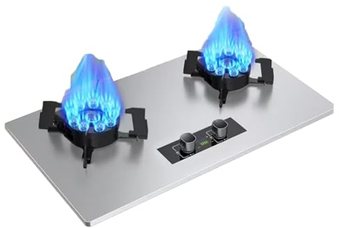 Propankocher, Tragbarer Propankocher Mit Zwei Brennern, Gaskochfeld Aus Edelstahl, Maximal 17060 BTU, Geeignet For Küchen, Wohnmobile Und Wohnungen (Color : NG, Size : Style 3)