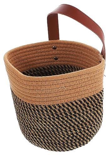 Cesta de Verduras de ratán Jardinera Colgante de Mimbre Cesta de Almacenamiento de ratán canastas Largo Caja de almacenaje Cuerda de Yute Cesta Tejida Organizador entumecido