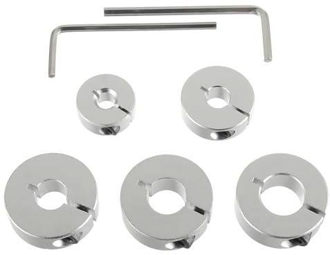 EPLZON 6/8/10/12/14mm 5 Stück Aluminiumlegierung Tiefenanschlagringe Set Bohrer Stellungsregler Ring HSS Locator Tiefenbegrenzer mit Sechskantschlüssel für bohrer holzbearbeitung