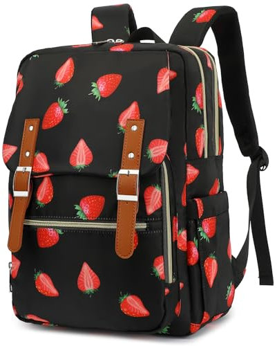 Strawberry Laptop Backpack for Women Girls School Work Business Travel Computer Backpacks College Bookbag Fit 15.6 Inch Notebook