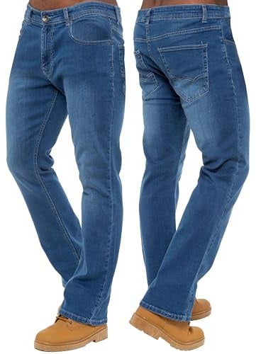 989Zé ENZO Mens Stretch Bootcut Jeans Casual Classic Retro Denim Wide Leg Flared Pants Trousers