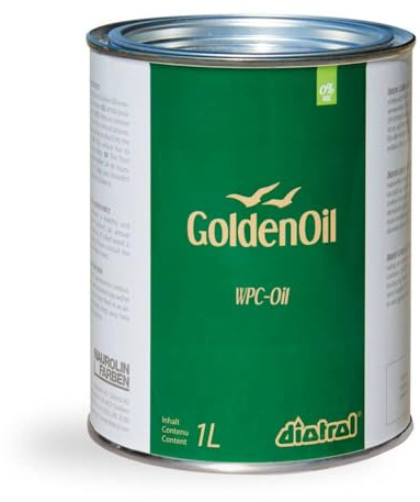 Diotrol Golden Oil WPC-Oil Farblos | 1 Liter Profi WPC Öl Pflege für bis zu 200 m² | Für Terrassen, Gartenmöbel, Sichtschutzwände, Zäune aus WPC, Resysta und Bambus | Pflegemittel für Terrassen