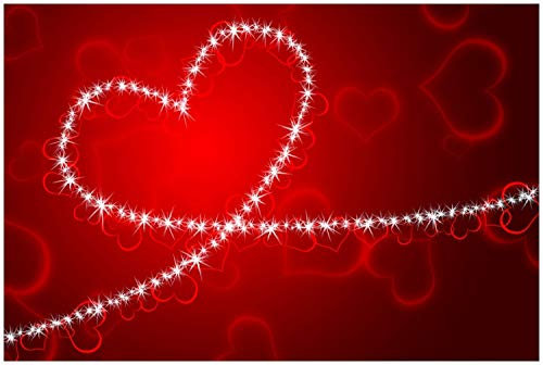 Wallario Glasbild Leuchtendes Herz aus Sternen vor rotem Hintergrund - 60 x 90 cm Wandbilder Glas in Premium-Qualität: Brillante Farben, freischwebende Optik