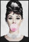 KUSTOM ART Quadro Serie Star di Hollywood Audrey Hepburn con Chewin-gum Rosa Stampa su Legno 30x21 cm.