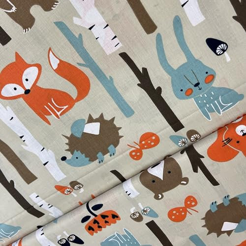 babrause® Kinderstoff Baumwollstoff Meterware - viele Farben Muster- Webware OEKOTEX - ab 0,5 Meter (Kinderstoff 7)