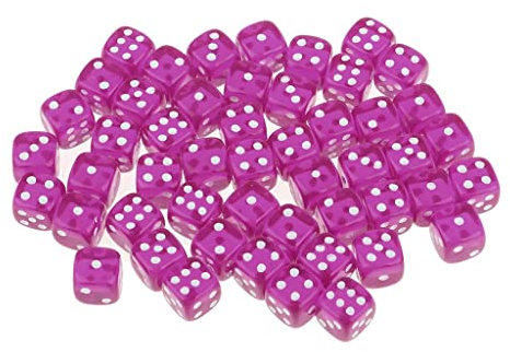 Milageto Pacchetto di 50 Dadi a Sei Facce, Colore Viola