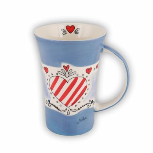 440s Mila Keramik-Becher Coffee-Pot Good Times ca 500ml Tee- oder Kaffee-Tasse mit romantischem Herz-Design als Valentinstags-, Hochzeits- oder Geburtstags-Geschenk