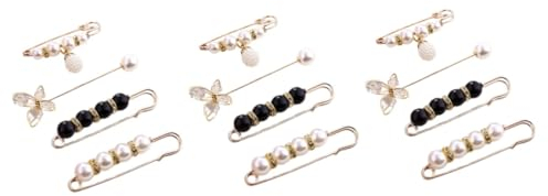 VALICLUD 12stücke Teiliges Sicherheitsnadeln Mit Perlen Für Damen Dekorative Broschen Zur Befestigung Von Kleidung Schals Und Kleidern Verstellbare Gürtelclips