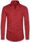 J.VER Men's Long Sleeve Shirts 4-Way Stretch Wrinkle Free Formal Dress Shirt Business Casual Wedding Work Button Down Shirts with Pocket Red XL