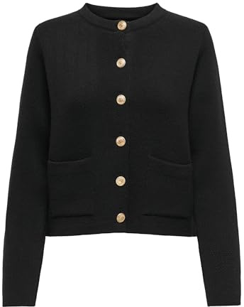 JDY Damen Strickjacke Rundhals Knopfleiste Knit Fit Vielseitig Bequem Cardigan